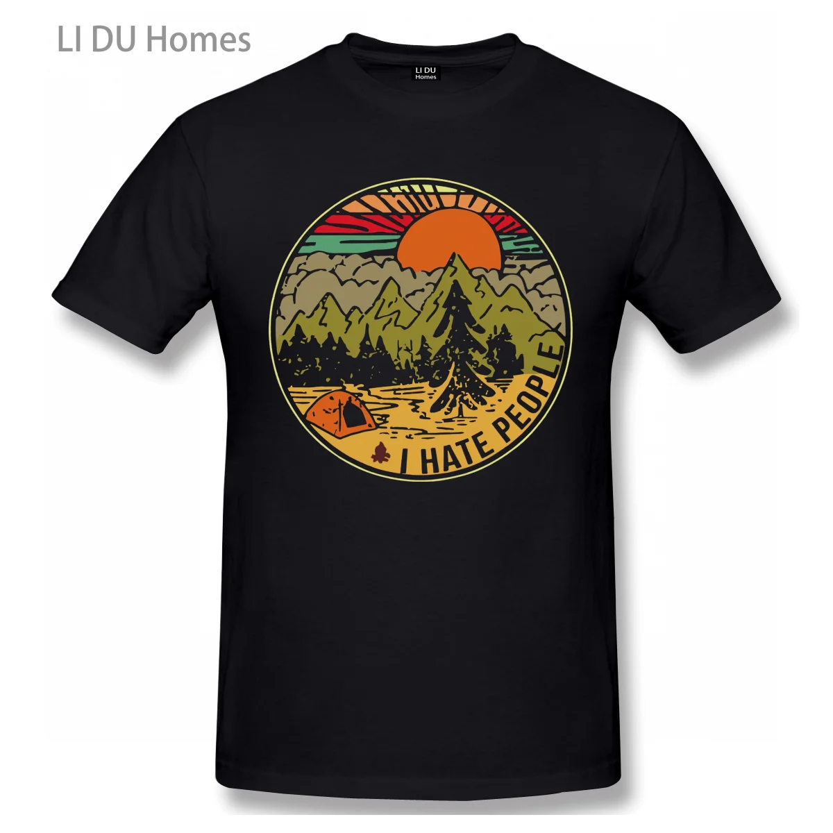 

Retro Hiking Camping I Hate People T Shirt Oversize Cotton Tshirts Short Sleeve Streetwear T-shirts Tee Tops
