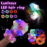 led light hair scrunchies glowing elastic hairband multiple light modes hair ties clips for women birthday gift party christmas