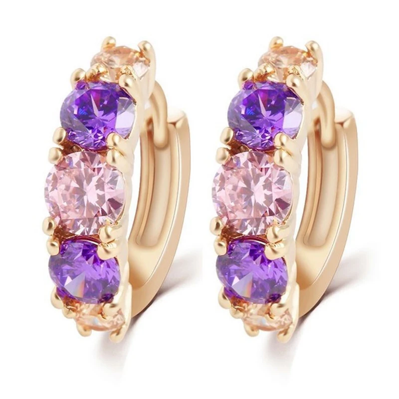 

New Arrival Women Zircon Earrings Pendant Hoop Earrings Female -Purple