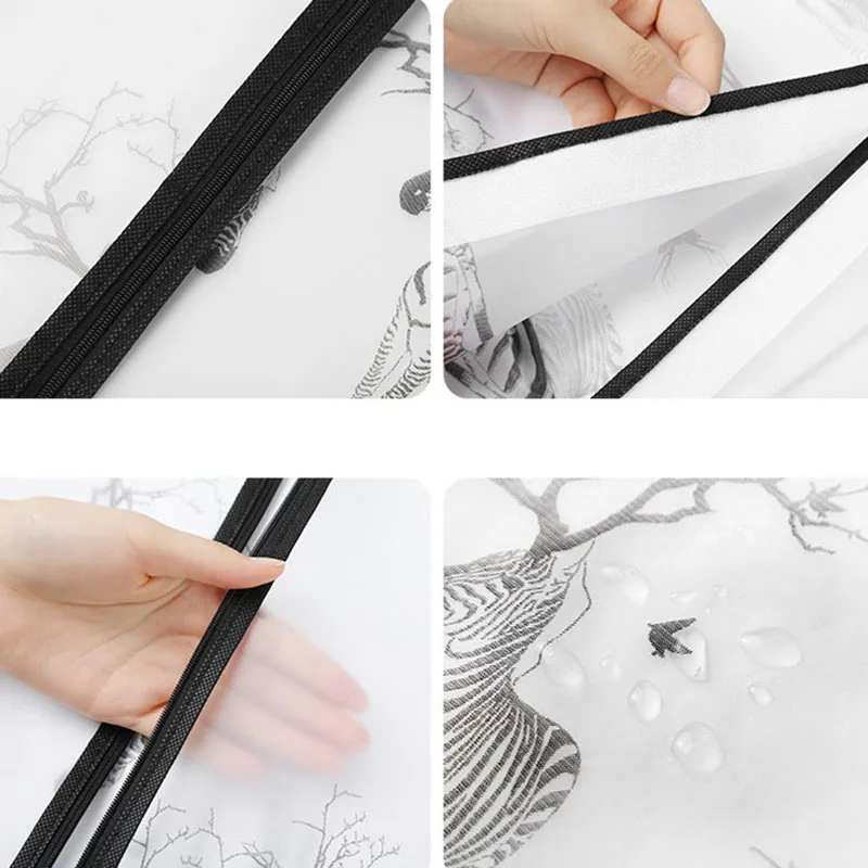 

PEVA 3D Clothes Dust Cover Wardrobe Suit Garment Storage Dust Bag Printed Storage Organizer Closet Clothes Protector Case New