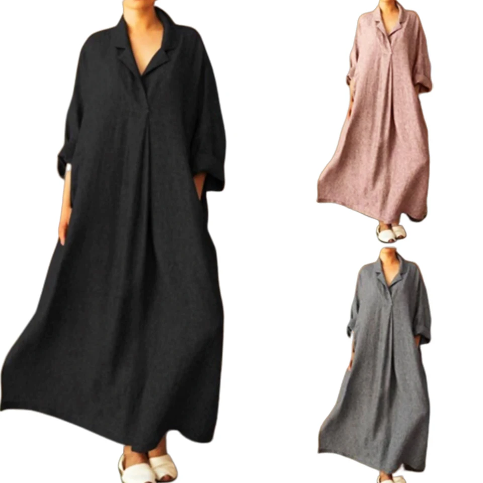 Больше Плюс Сайз Платье Для Женщина 4xl 5xl Одноцветный Сплошной Цвет Простой