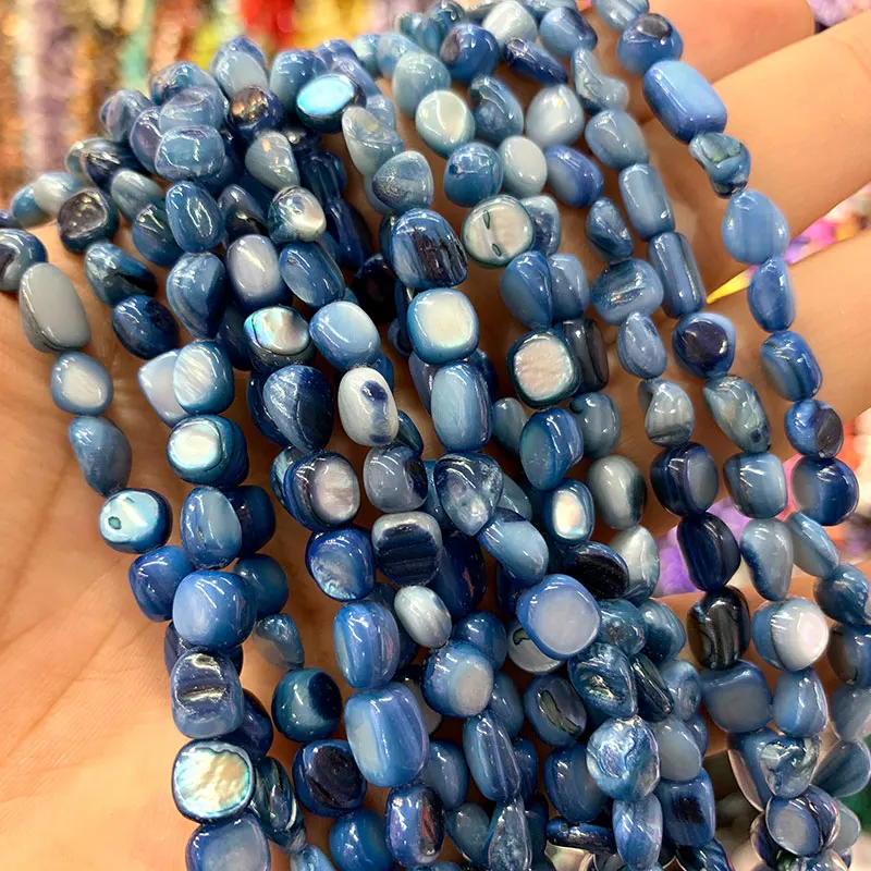 cobalt blue Браслет из прородного белого камня, цветной краситель 5-8 мм, гравийная форма, бисер для самостоятельного изготовления ювелирных изделий, браслет, ожерелье из нескольких нитей 15,5'' - Цвет: cobalt blue