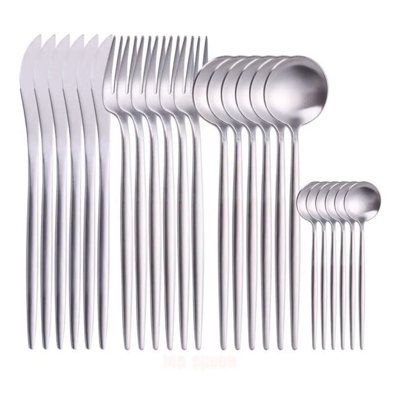 Столовые приборы из нержавеющей стали набор столовых приборов матового золота