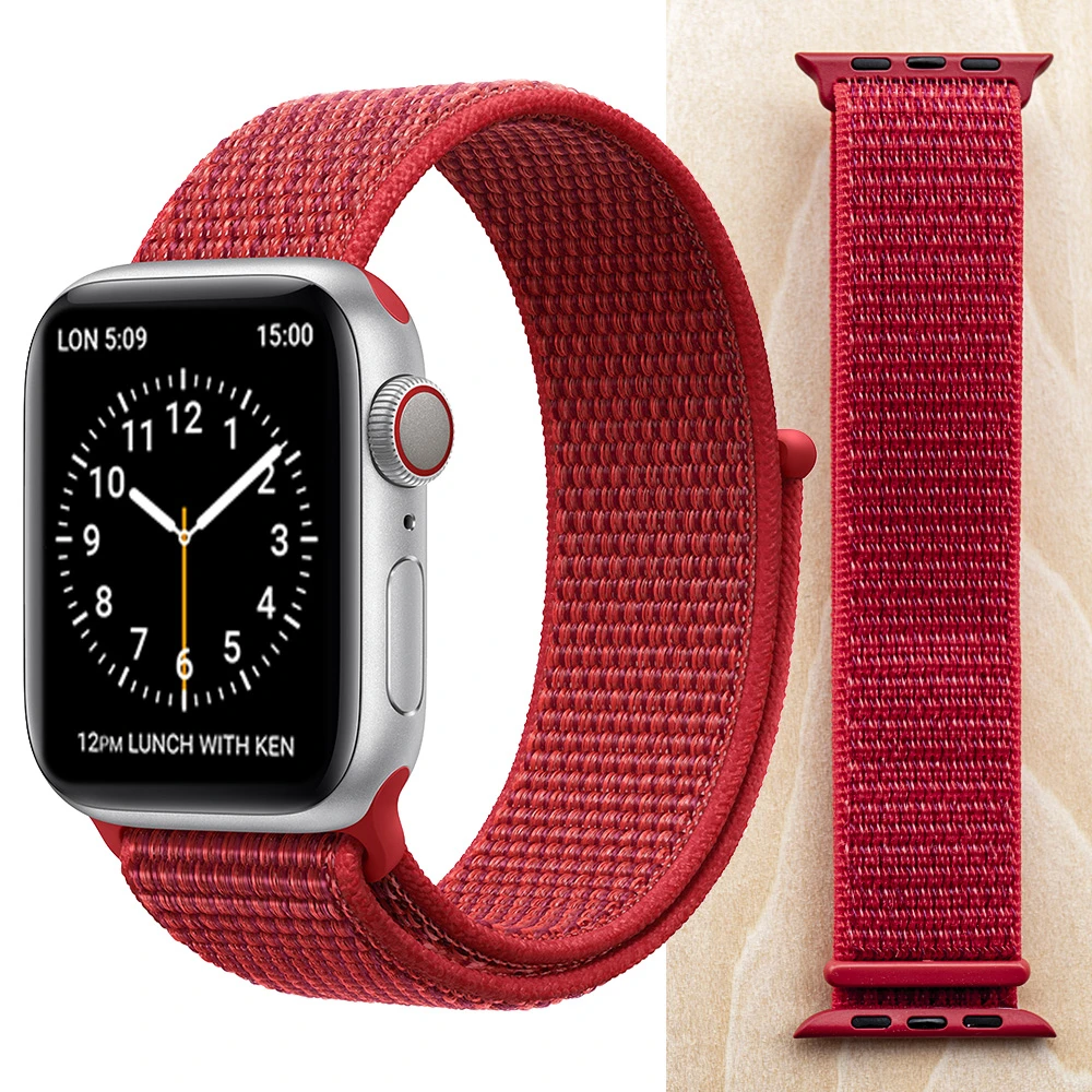 Высококачественный нейлоновый спортивный ремешок для Apple Watch, ремешок 44 мм, серия 5, 4, 3, 2, 1, дышащий тканый ремешок 42 мм, iwatch 40 мм, 38 мм - Цвет ремешка: Red