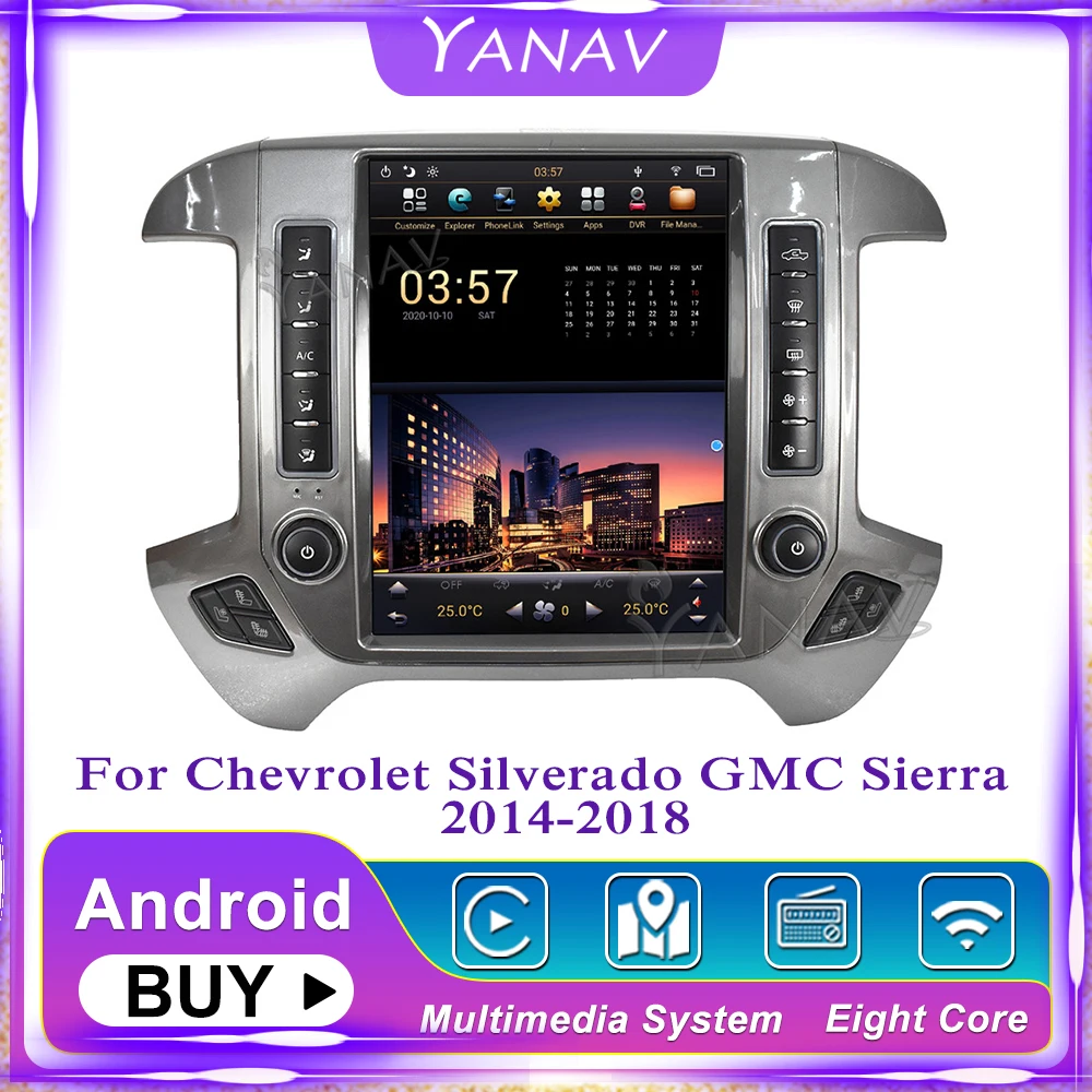

Android Car Radio GPS Navigation For Chevrolet Silverado GMC Sierra 2014-2018 Stereo Receiver Multimedia MP3 Player Head Unit