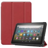 for amazon fire hd 8 2020 case fabric texture pu leather flip sleeve foldable stand shockproof cover honeycomb cooling soft case