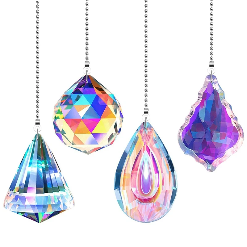 

4 Pieces Imitation Crystal Ceiling Fan Pull Chain Rainbow Maker Pull Chains Fan Pull Chain Ceiling Fan Chain Extender