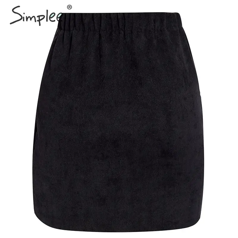 Simplee винтажная юбка с высокой талией, Женская юбка-карандаш Boho, Вельветовая Зимняя юбка, Женская Осенняя сексуальная Зеленая мини-юбка с вышивкой