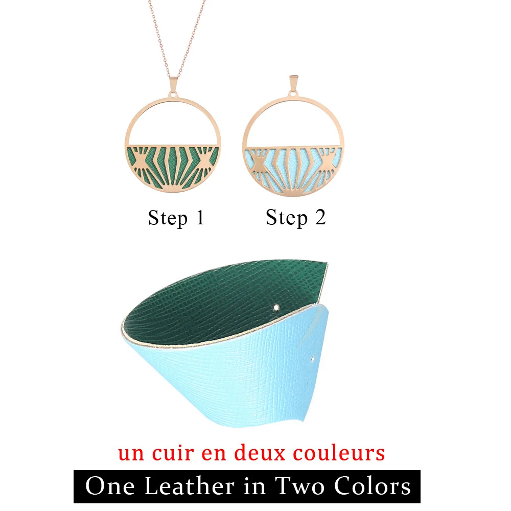 Цепочка Женская со сменным кожаным кулоном цвета розового золота | Украшения и