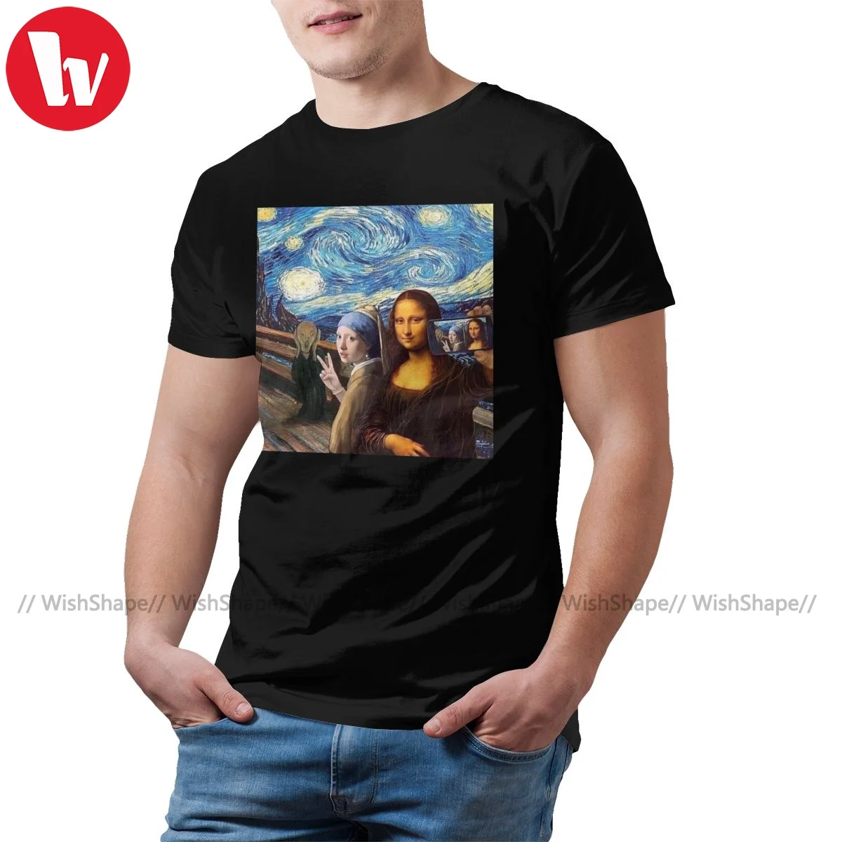 

Mona Lisa T-Shirt Basic Cute 100 Cotton T Shirt Graphic Short Sleeves Tshirt Mens Oversize