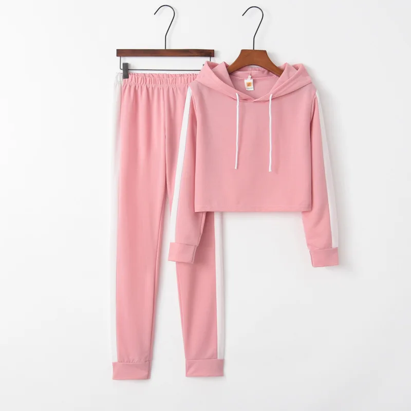 

Tracksuit Women Autumn/winter New Solid-color Women's Wear Set Head Hooded Long-sleeve Matching Color Casual Sports Suit