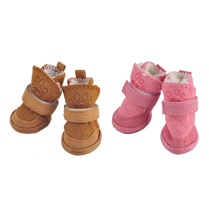

Cute Dog Boots Pet Warm Shoes Soft Non-slip Winter Dog Shoes for Small Dogs Snow Boots 4Pcs/Set Puppy Sneakers Pet Supplies