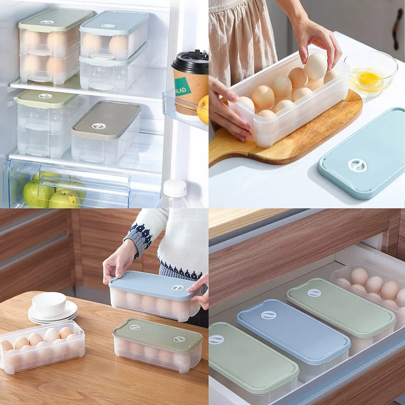 Plastic Egg Box For Refrigerator Stackable Transparent Container Cups With 10 Grids Kitchen Organizer |