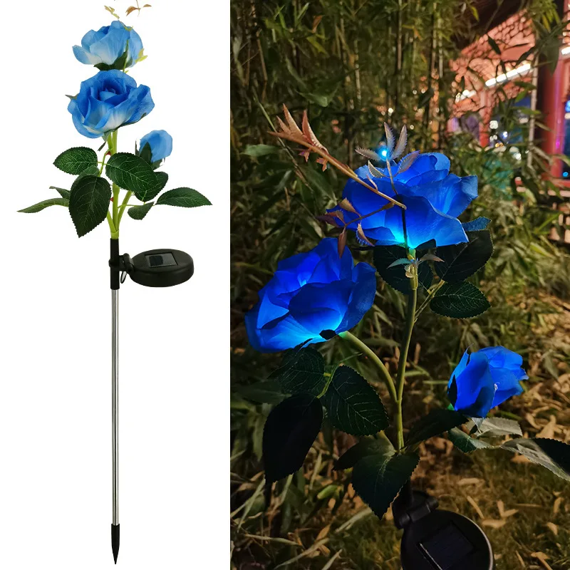 

LED Solar Energy 3-Head Rose Lamp Outdoor Garden Decorative Lamp Simulation Rose Ground Lawn Lamp Suitable For Gardens Road
