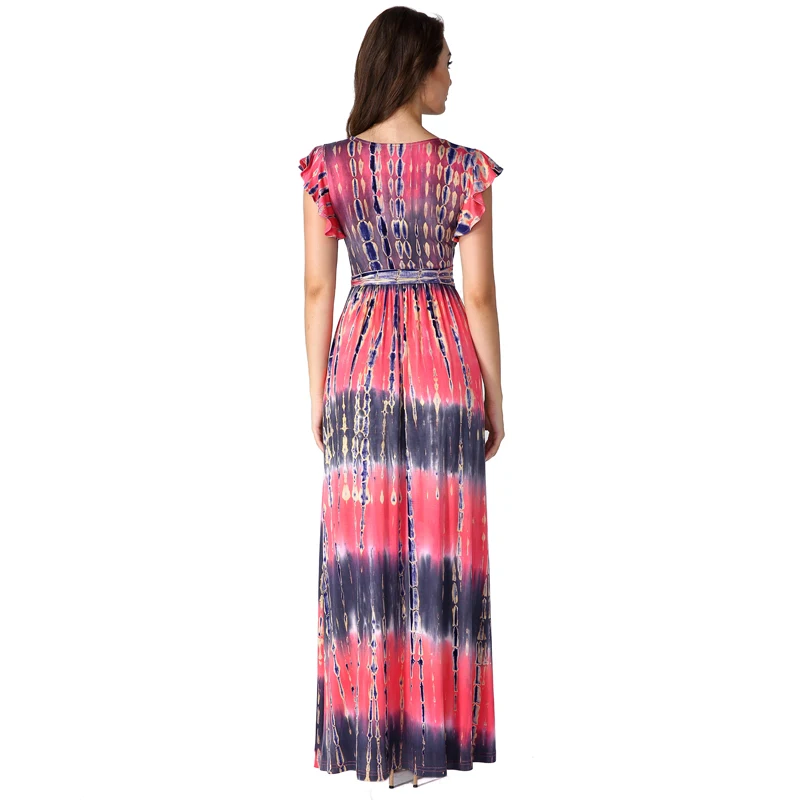 Женское длинное платье с поясом Vfemage повседневное плиссированное трапеция v