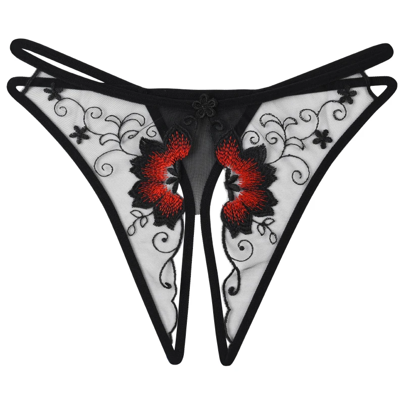 

Женские трусики с вышивкой, винтажные прозрачные трусики с открытой промежностью, эротическое нижнее белье, кружевные трусики, стринги для ...