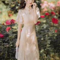 french vintage summer dresses women design 2022 summer one piece dress korean short sleeve slim elegant midi dress females chic