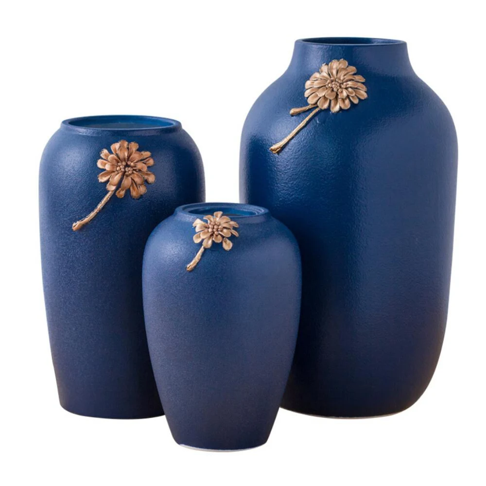 Современная Минималистичная синяя керамическая ваза ins в скандинавском стиле