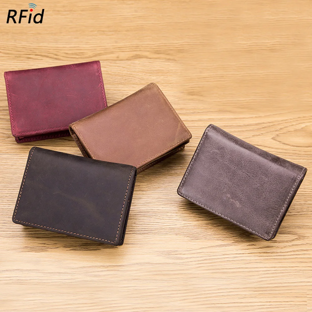 Кошелек для мужчин Crazy Horse из натуральной кожи визитница унисекс кошельки женские