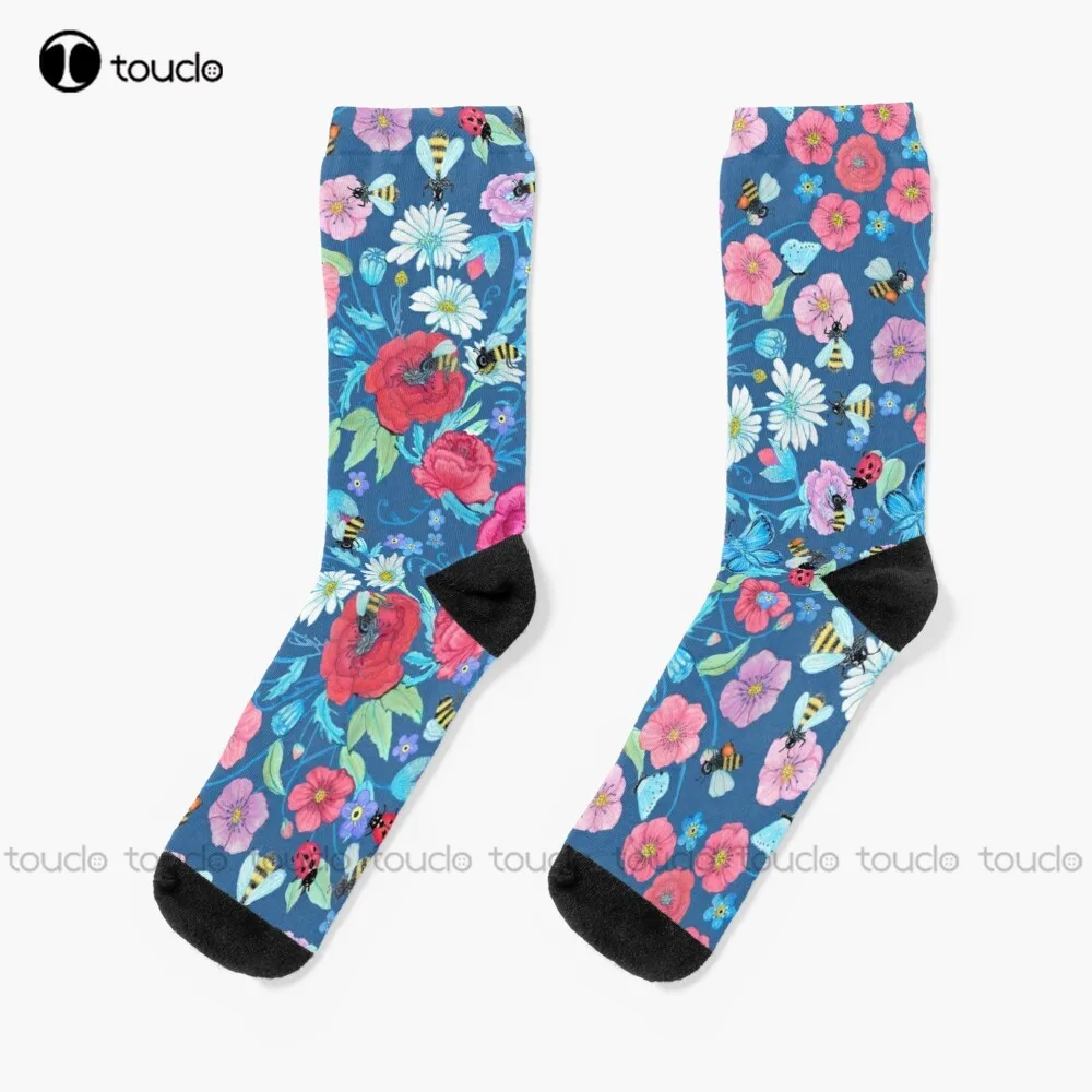 

Honey Bee Summer Floral Socks Novelty Socks For Men Personalized Custom Unisex Adult Teen Youth Socks 360° Digital Print Gift