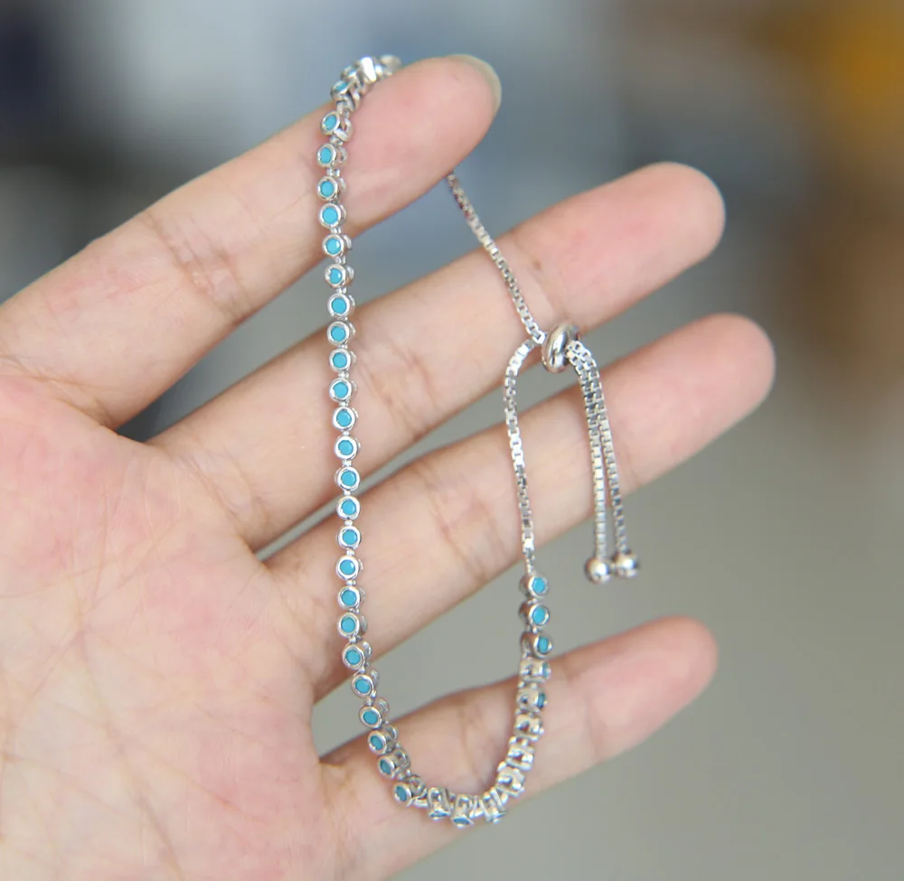 Женский браслет из серебра 2017 пробы с 2 мм драгоценными камнями|Гибкие и жесткие