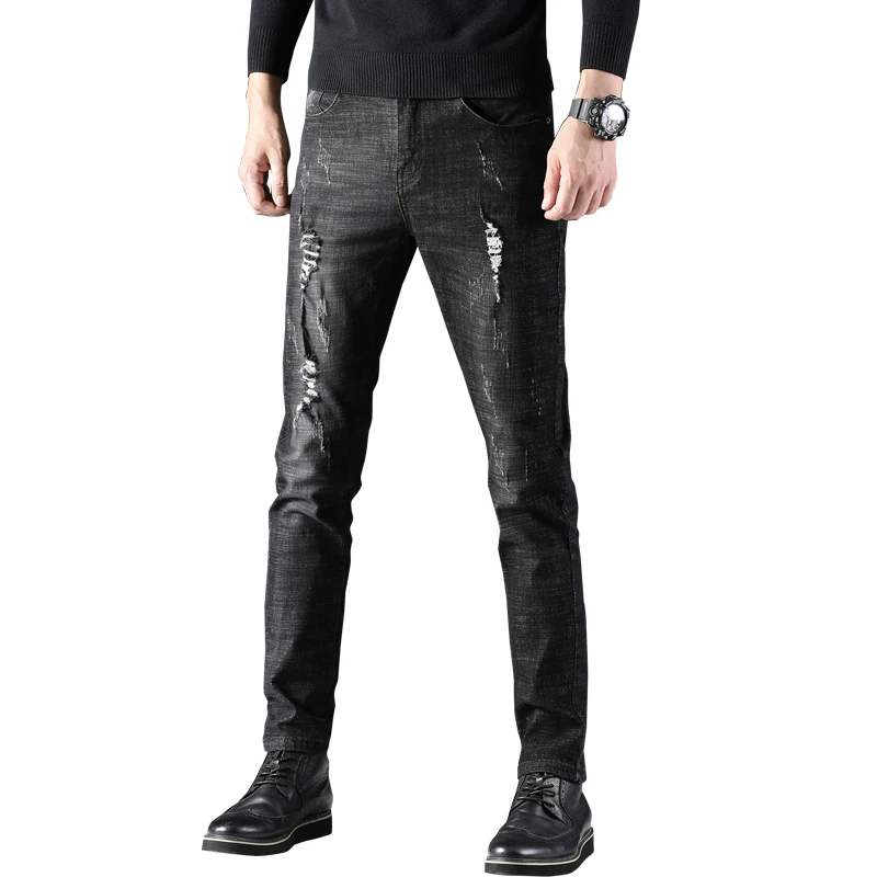 Мужские бархатные джинсы HCXY Классические Теплые прямые мужские стрейч толстые