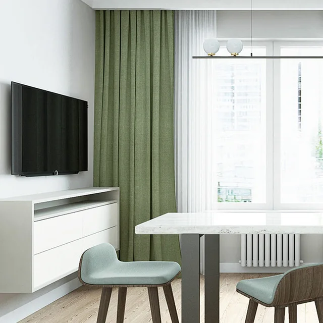 Однотонные льняные 100% затеняющие изолированные светонепроницаемые шторы для