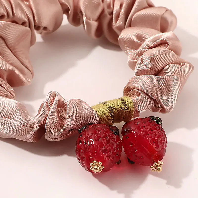 

Hot Sale Elastic Hair Band Cute Stain Scrunchies Women Girls Hair Rope Female Simple Temperament INS Ball Head Rope Hair Ring