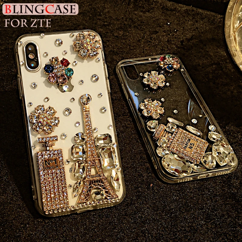 Чехол со стразами для ZTE Blade A3 A5 A7 2019 2020 V9 V10 Vita L8 Axon 7 Nubia Z17 Z11 Max N1 флакон духов Стразы