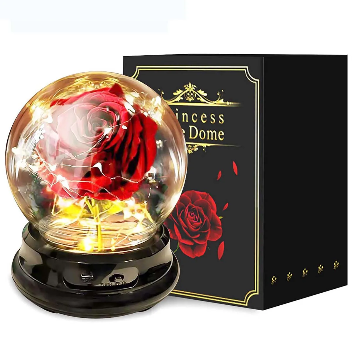 

Romantic Beauty And Beast Rose LED Forever In Glass Dome Red Rose Valentine's Day Special Birthday Gift For Mothers Day