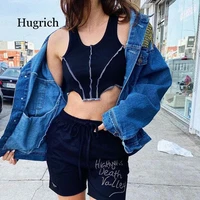 new color contrast open navel vest for women spring and summer cool girls high street wear 2021 short tops