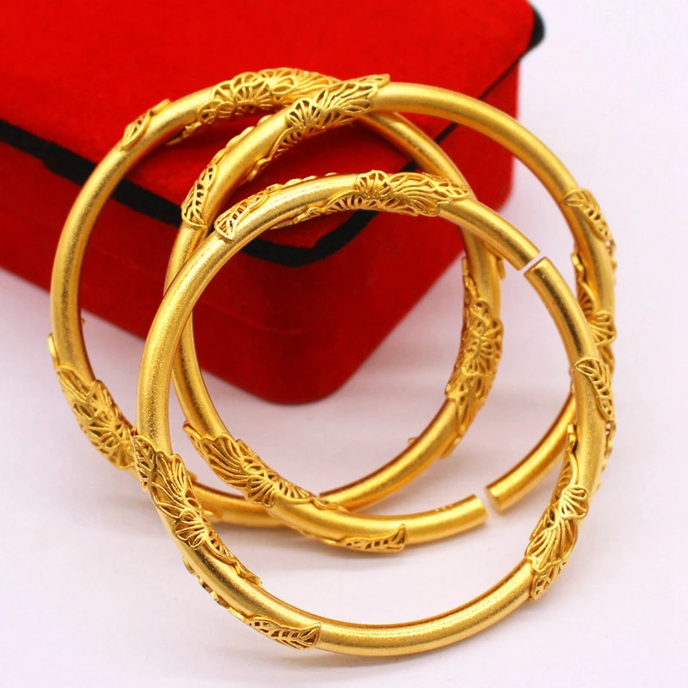 

Рельефный цветок цвет желтое золото заполненный Дубай Свадебные женские ювелирные изделия подарок 1 штука