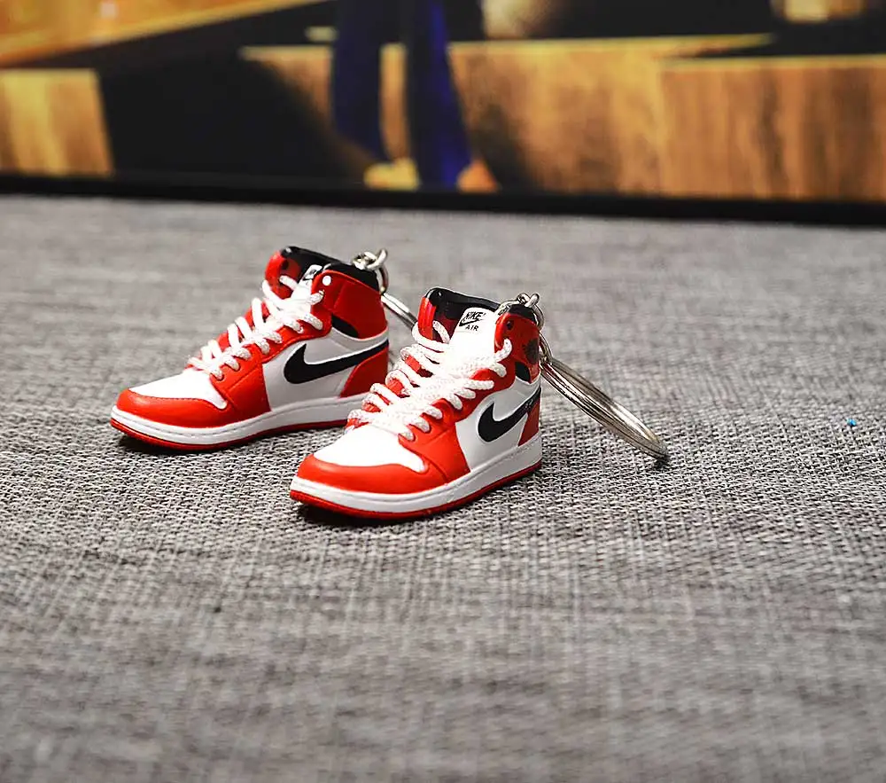 a pair w metal ring Дропшиппинг тапки обуви брелок 1 3D мини-кроссовки "OW CHICAGO" Спортивная обувь тапки брелки - Цвет: a pair w metal ring