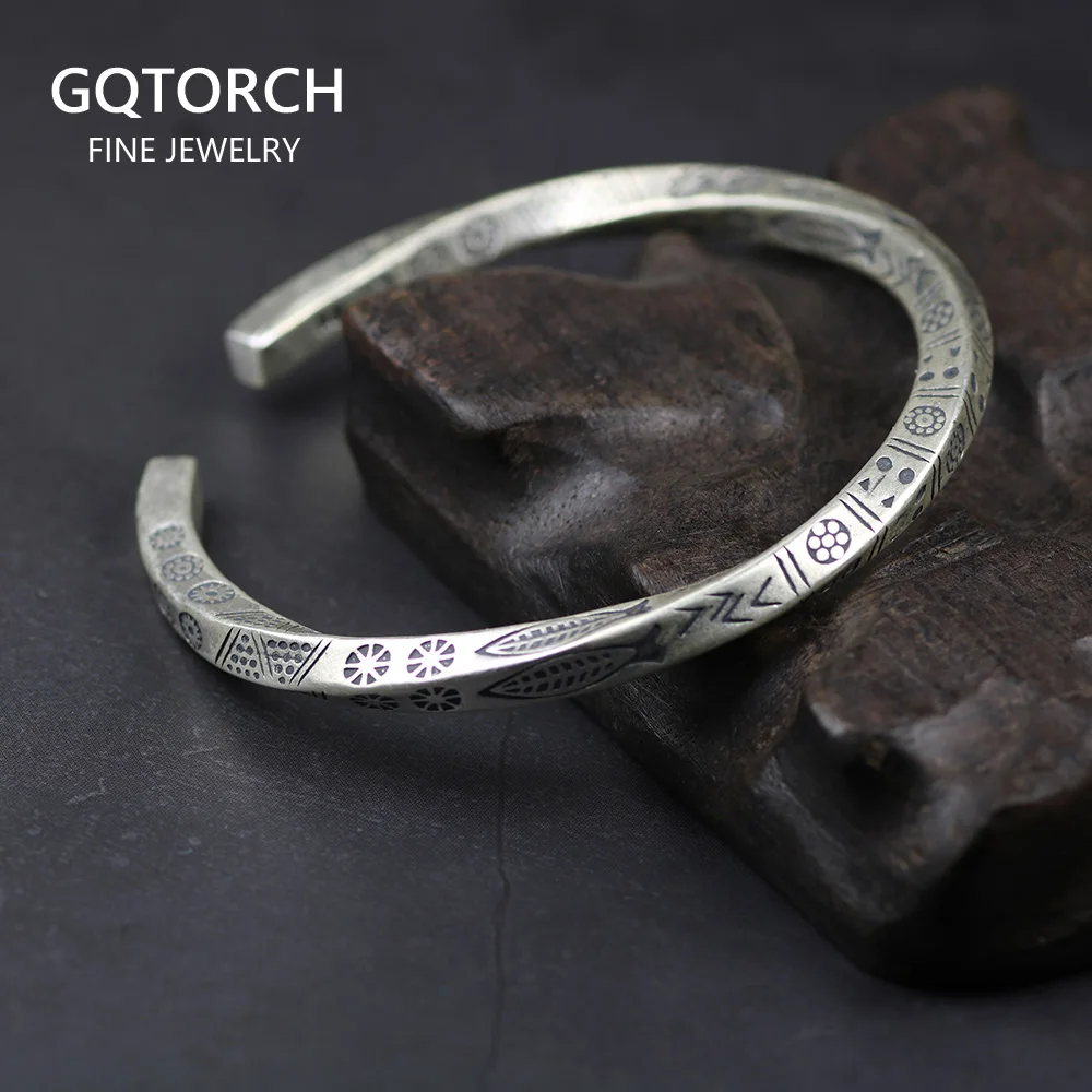 Винтажные очки с настоящими Твердые 925 стерлингового серебра рыбы браслеты