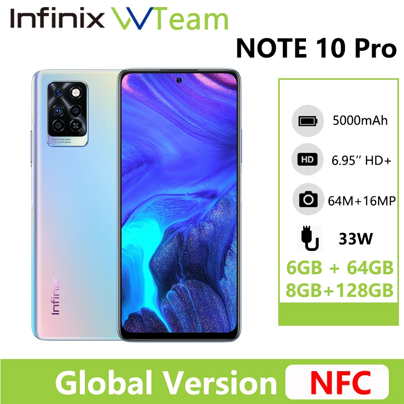 Смартфон Infinix Note 10 Pro глобальная версия дюйма NFC 6 95 Helio G95 камера 64 мп 33 Вт