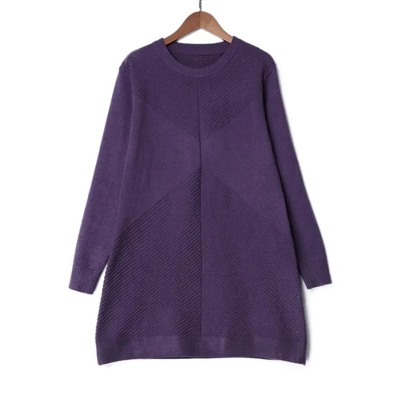 Теплый Женский Свободный вязаный свитер осенне-зимние топы с длинным рукавом