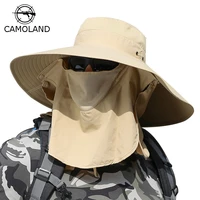 summer sun hat bucket men women boonie hat with neck flap outdoor uv protection large wide brim hiking fishing mesh breathable