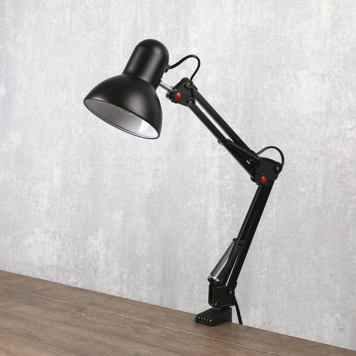 Лампа настольная шарнирная на зажиме &quotСтайл&quot чёрная h=55 см|Настольные лампы| |