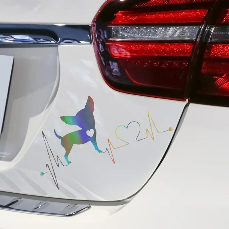 Лазерная линия сердцебиения Чихуахуа забавная наклейка для автомобилей