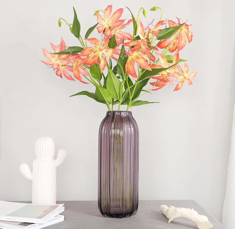 Искусственный букет лилий из искусственной кожи с 3 головками 73 см|Искусственные