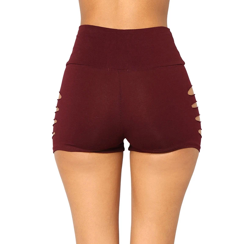 

Summer Woman Hollow Out Shorts Sexy Elastic High Waist Athleisure Casual Shorts Women Leggings Black Sporting Mini Shorts