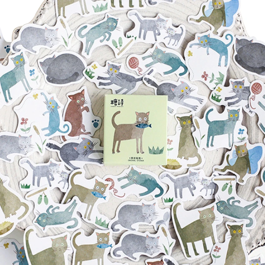 45 шт./упак. с милым рисунком кота серии небольшой бумажный стикер на клейкой