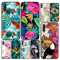 silicone cover tropical leaves flowers for huawei honor 9 9x 9n 8s 8c 8x 8a v9 8 7s 7a 7c pro lite prime play 3e phone case