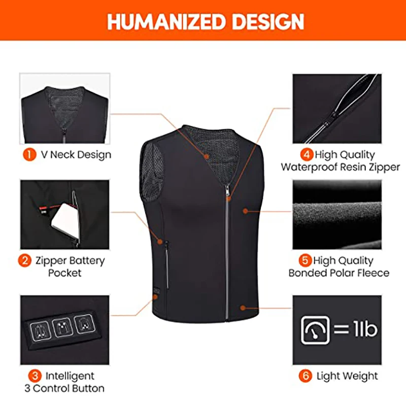 Winter Warm Men Jacket smart Heated Vest USB trekking Electric Heating Jacket Body Warmer Heating Pad hunting heated vest Jacket