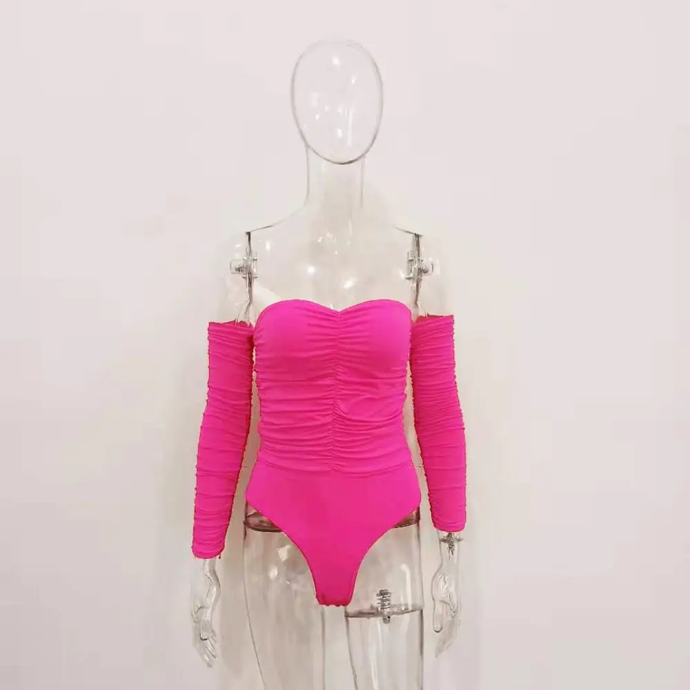 Женские пикантные однотонные модные боди с рюшами элегантные женские