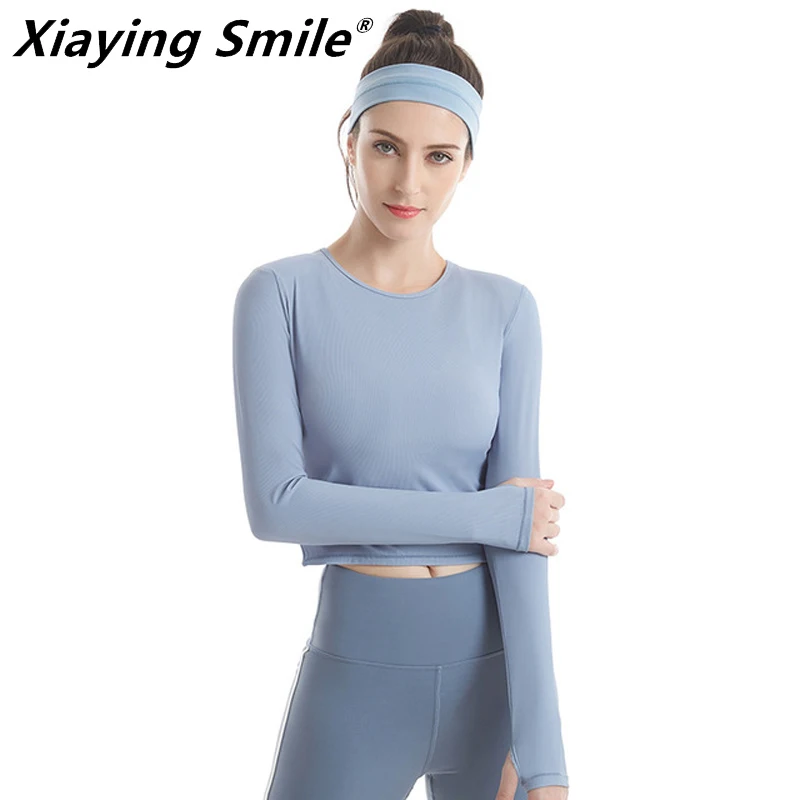 

Xiaying Smile Yoga Tracksuit Gym Clothes for Women Long Sleeve Workout Outfits Woman Sport Fitness Cloth Elastic Gym Wear Women