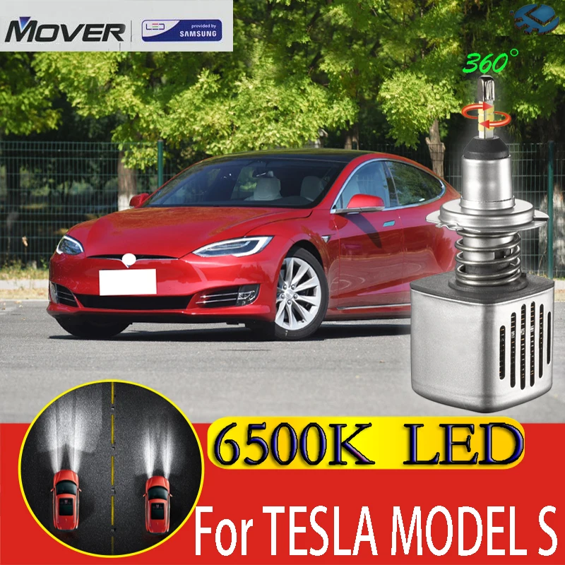 

Лампы для автомобильных фар, светодиодные лампы SAMSUNG для Tesla Model S LED 6500K, белый свет, автомобильная фара 2X