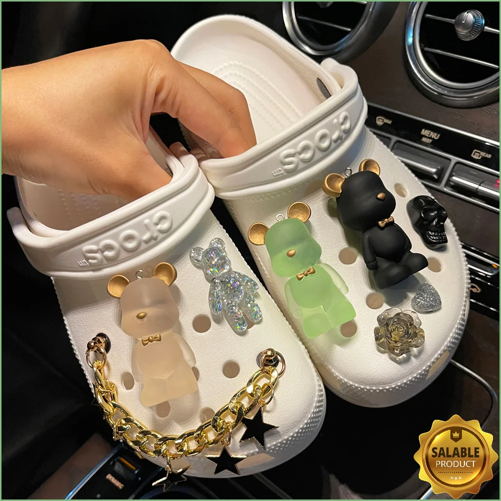 New Chain Bears Croc Charms Designer DIY  Shoes Party Decaration Accessories for Croc JIBS Clogs Kids Boys Girls Gifts