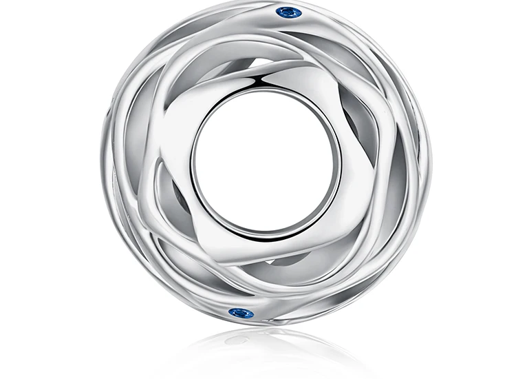 JewelryPalace Голубой цирконий ажурные волны шар из бисера очарование Fit Браслеты 925 пробы серебро моды DIY бисера Шарм