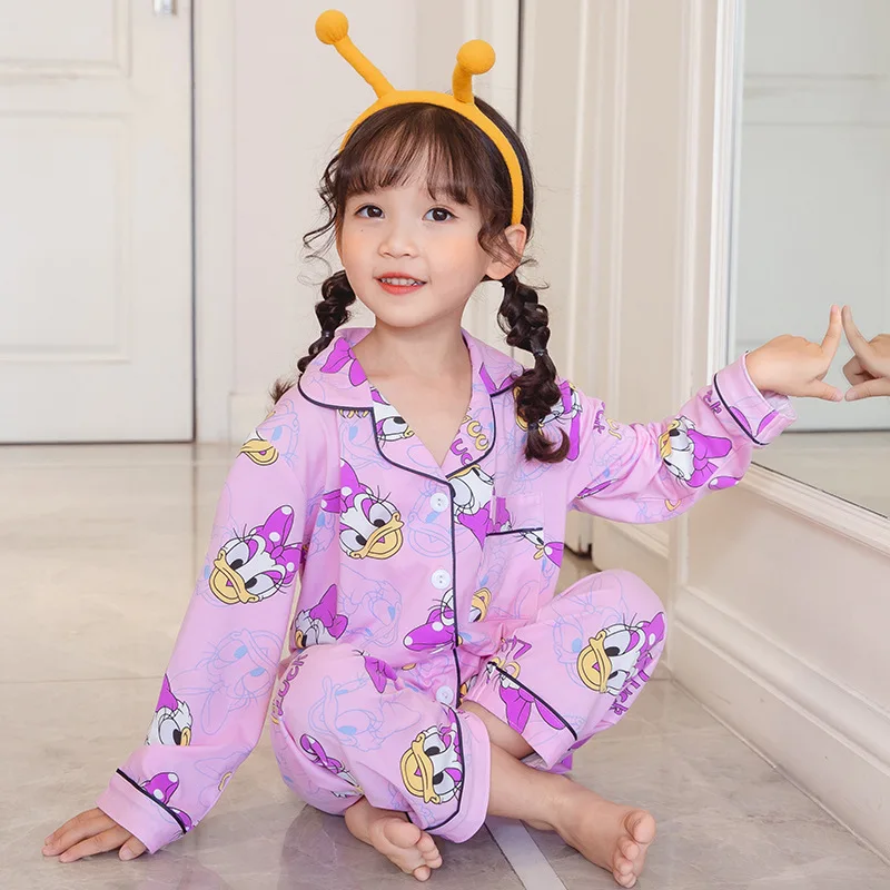 

Новые детские пижамы с принтом Микки и Минни, Детская домашняя одежда для сна для девочек, комплект одежды для малышей